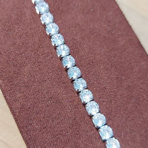 Platinum Plated Tennis Bracelet - Picture 9 of 12